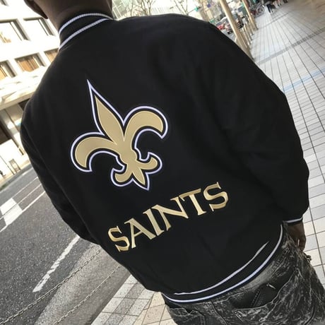 JHデザイン NFL ニューオリンズ セインツ Saints  リバーシブル スタジアムジャンパー アメフト 黒