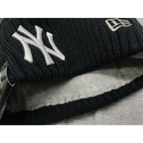 NEWERA ニューエラ NY ニューヨーク Yankees ヤンキース ニット帽 ニットキャップ 紺 クラシック ケーブル編み フリース MLB