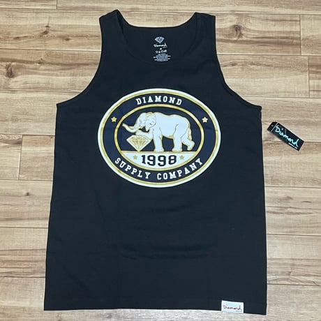 米国製 【M】 ダイヤモンドサプライ Diamond Supply Co タンクトップ 黒 Pushing Jewels 象