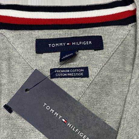 USAモデル TOMMY HILFIGER プレミアムコットンニット カーディガン グレー (R4F-12)
