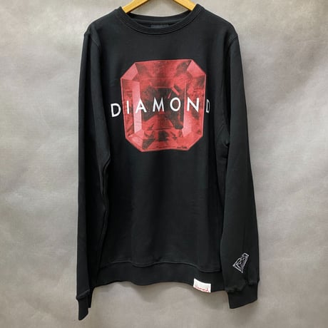 Diamond Supply ダイヤモンドサプライ EMERALD クルーネック スウェット トレーナー レッドダイヤモンド