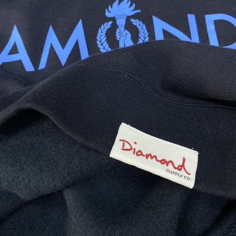 Diamond Supply ダイヤモンドサプライ  Torch クルーネック スウェット トレーナー ピスタグ付き 紺
