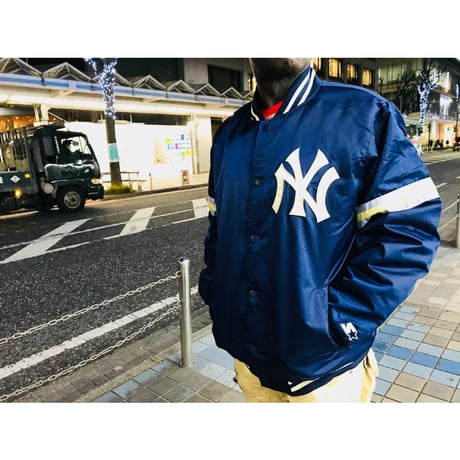 STARTER スターター NY ヤンキース YANKEES サテン スタジャン MLB 紺 メジャーリーグ