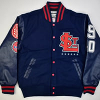 米国仕様 HGC NEGRO LEAGUE 二グロリーグ Stars セントルイス スターズ Varsity スタジャン 紺 (JH-75)