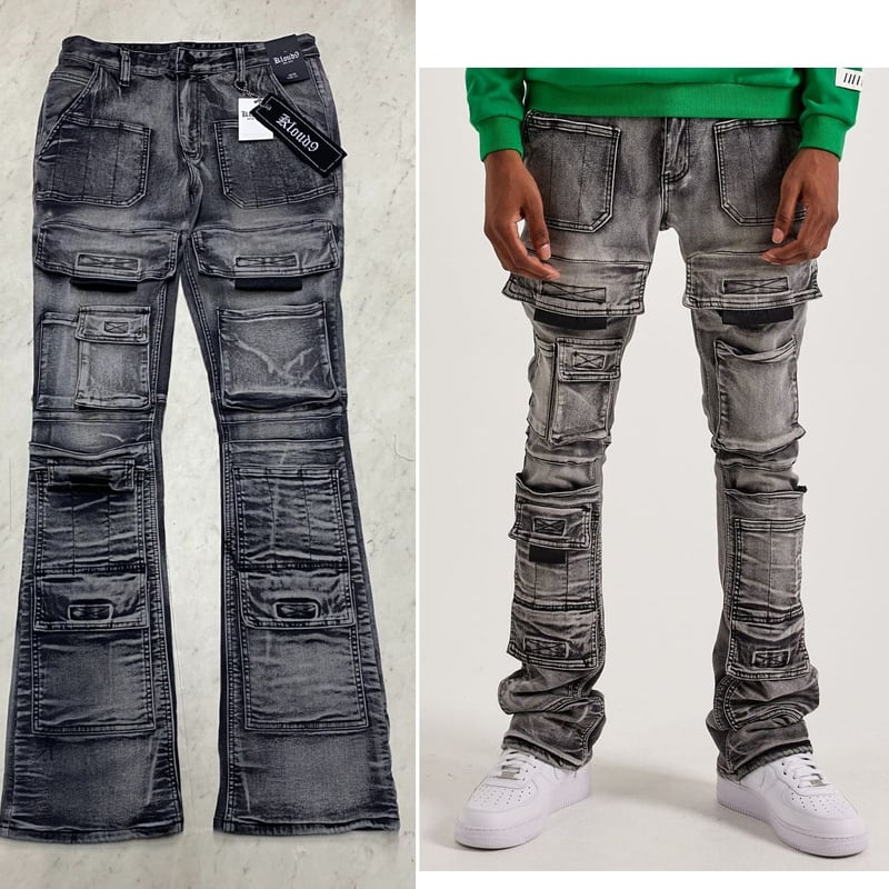 クラウドナインパーク　Ado NY発 Kloud9 NY クラウドナイン Stacked Fit Cargo Jeans ス