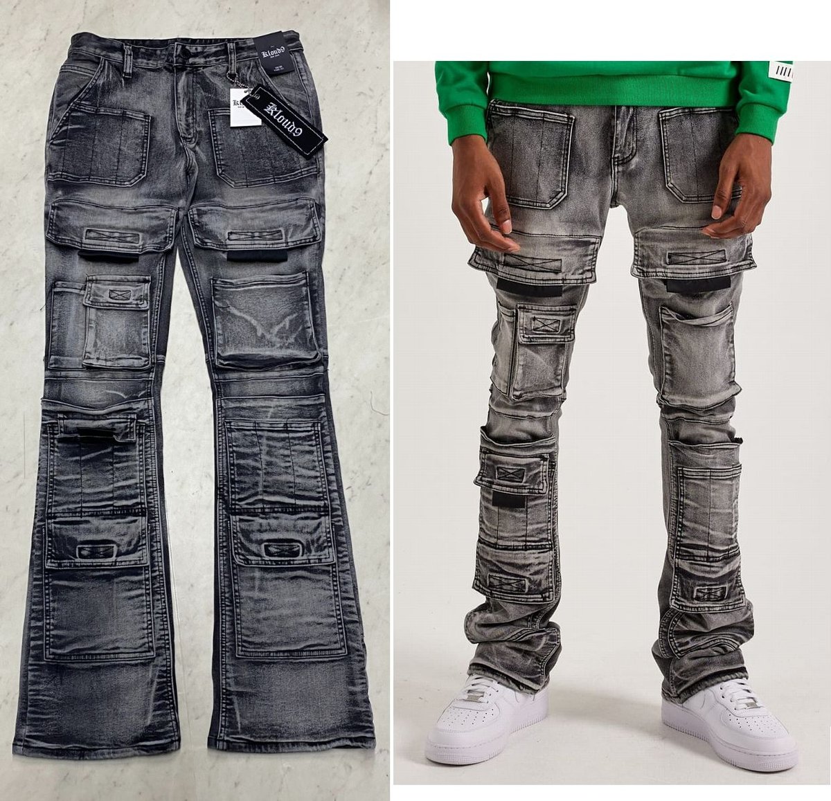 NY発 Kloud9 NY クラウドナイン Stacked Fit Cargo Jeans ス