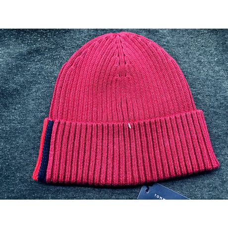 トミーヒルフィガー TOMMY HILFIGER USA ニットキャップ 綿100% バーガンディ