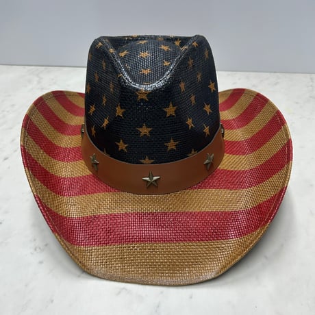 つば広 ウエスタンハット Cowboy Hat カウボーイハット 星条旗 ヴィンテージテイスト (CBH22)