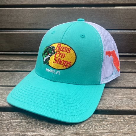 限定ステイトパッチ仕様 Bass Pro Shops バスプロショップス 刺繍ロゴ MIAMI, FL メッシュキャップ (Bps45)