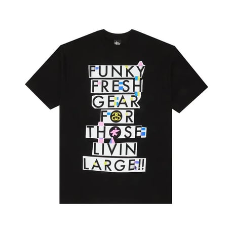 【S】 海外モデル Stussy ステューシー FUNKY FRESH GEAR TEE 半袖 ファンキーフレッシュギア Tシャツ 黒 (75)