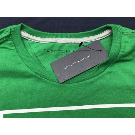 USAモデル TOMMY HILFIGER トミーヒルフィガー 半袖 Tシャツ パッチロゴ 1985 NY 緑