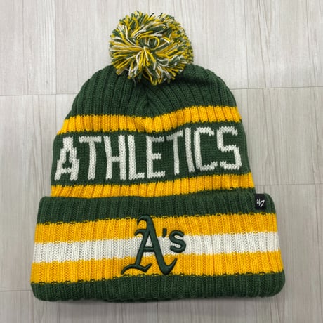 47Brand USA 47ブランド MLB オークランド アスレチックス Athletics リブ編み ポンポンニット帽