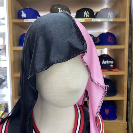 バイカラー  DURAGドゥーラグ TIEDOWN インナーキャップ  シルキータッチ 黒/ピンク OSFM