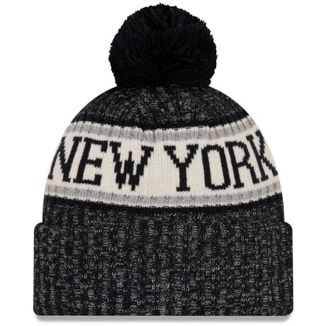 NEWERA ニューエラ NY ニューヨーク Yankees ヤンキース ニット帽 ニットキャップ 黒 ポンポン付