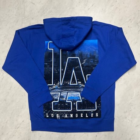 LA発 LOS ANGELES スタジアム グラフィック プルオーバー パーカー バックプリント ロイヤルブルー (GFX/Hdy105)