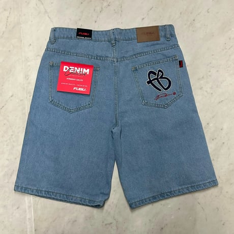 USA仕様 FUBU フブ Denim Shorts Pants デニム ショートパンツ Y505 ライトブルー (SJNS50)