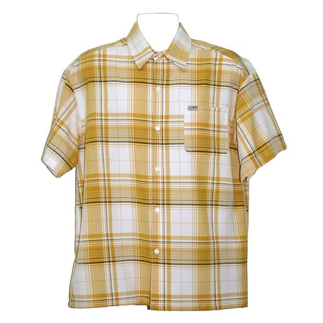 アメリカ製 CALTOP キャルトップ 黄色×白 チェックシャツ 半袖 ボタンアップ