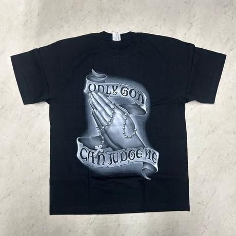 LA発 Only God Can Judge Me グラフィック 半袖 ヘビーウェイト Tシャツ 黒 ロザリオ (GTS128)