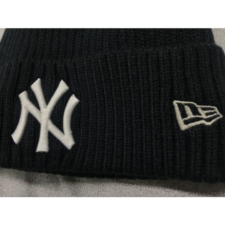 NEWERA ニューエラ NY ニューヨーク Yankees ヤンキース ニット帽 ニットキャップ 紺 クラシック ケーブル編み フリース MLB