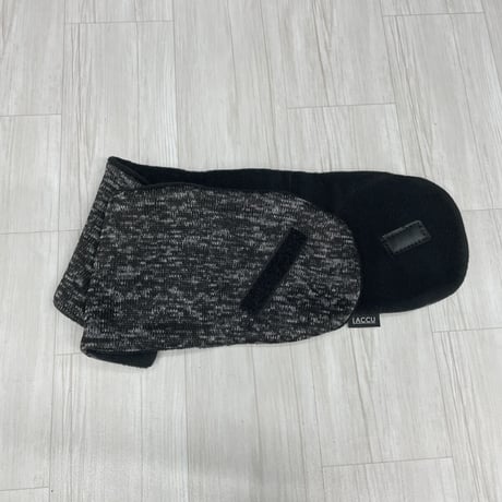 着脱ラクラク 極暖ティペット 杢ヘザー ネックウォーマー 裏フリース 黒