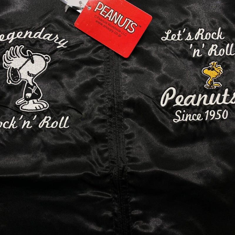 Yokosuka刺繍入り】スカジャン SUKAJAN スヌーピー Snoopy 黒/銀 Cl