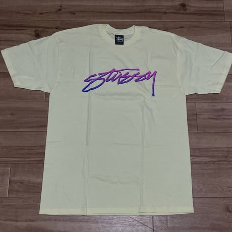【M】 Stussy ステューシー 半袖 Dots ヴィンテージロゴ Tシャツ クリームイエロー ラグナビーチ (56)