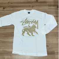 【M】 Stussy ステューシー RASTA FLAG ラスタライオン 長袖Tシャツ ロンT 白  (70)