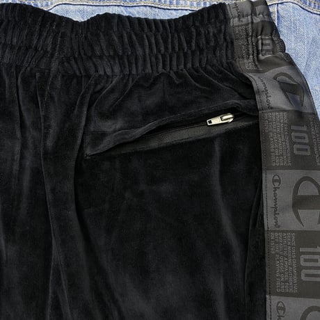 100周年記念モデル Champion チャンピオン Velour ベロア 上下 セットアップ 黒 トラックジャケット パンツ
