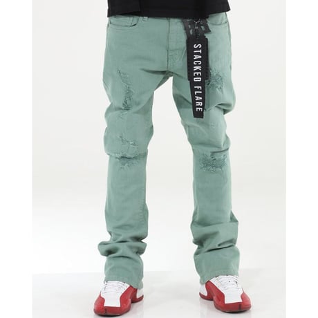 米国LAブランド Stylo Jeans LA スタイロジーンズ STACKED FLARE スタックド フレア デニム Mint Green (JNS10)