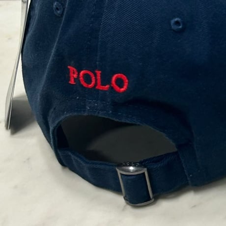 POLO RALPH LAUREN ラルフローレン Iconic Ball Cap ポニーロゴ アイコニック ダッドキャップ 紺/赤ロゴ (RLC3)