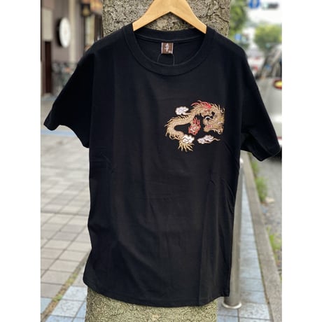 横須賀名物 スカジャン Ｔシャツ 刺しゅう スカT 龍 ドラゴン Dragon 黒 和柄 ジャパン