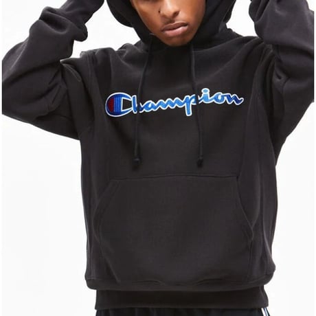 日本未発売 チャンピオン Champion USA リバースウィーブ チェーンステッチ スウェット プルオーバー パーカー 黒