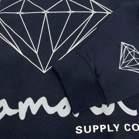 Diamond Supply ダイヤモンドサプライ  OG Sign クルーネック スウェット トレーナー ピスタグ付き 紺