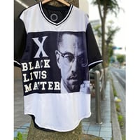 USA限定 MAXI MILIAN ベースボールシャツ Vネック メッシュ ジャージ MalcolmX マルコムX