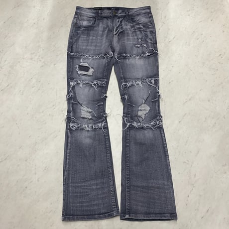 米国LAブランド Bezalel Jeans ベザレル ジーンズ STACKED FLARE スタックド フレア デニム ヴィンテージグレー (JNS12)