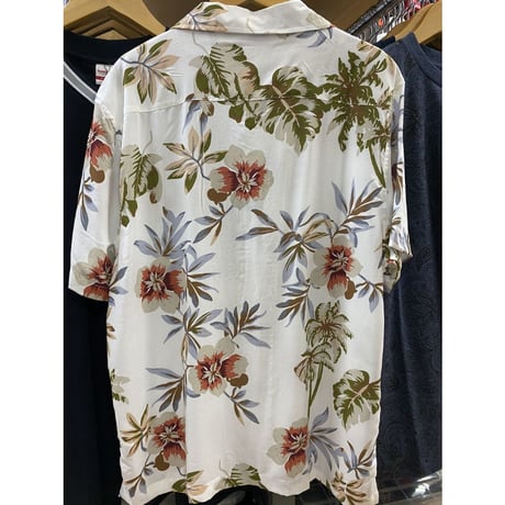 【特別SALE価格】ROBINSON 開襟 アロハシャツ ALOHA  白 花柄 ハワイアンシャツ フラワープリント R03