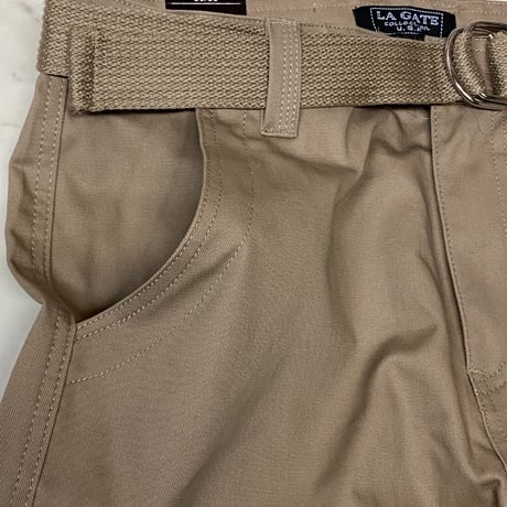 米国老舗ブランド LA Gate エルエーゲート ルーズフィット カーゴパンツ ベルト付き カーキ (JNS30)