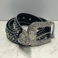 ラインストーン ブリンブリン ベルト Bling Bling Rhinestone Belt 黒/紫 (BELT7)