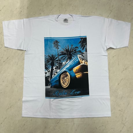 LA発 Ridin Low ローライダー グラフィック ヘビーウェイト Tシャツ カリフォルニア 白 (GTS3)