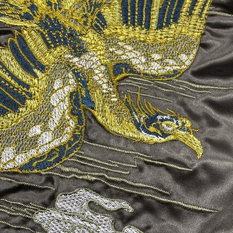 横須賀発祥 スカジャン Yokosuka刺繍入り SUKAJAN 鳳凰 不死鳥 Phoenix サテン地 ガンメタ (SKJ30)