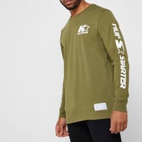 限定コラボモデル HUF ハフ STARTER スターター コラボデザイン 長袖 Ｔシャツ ロンＴ カーキ