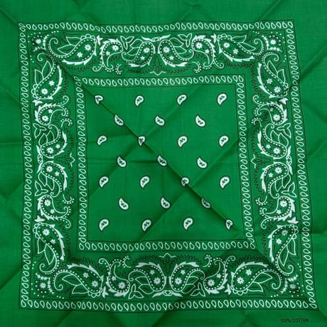 ペイズリー バンダナ Paisley Bandana ヴィンテージ調 大判サイズ 54cm 緑 (BNDN98)