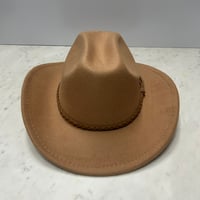 つば広 ウエスタンハット Cowboy Hat カウボーイハット フェルトタッチ ベージュ サイズ調節可 (CBH11)