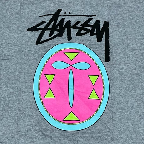 【XL】 Stussy ステューシー STOCK MASK 半袖 Tシャツ ショーンフォントロゴ 背番号4  ヘザーグレー (47)