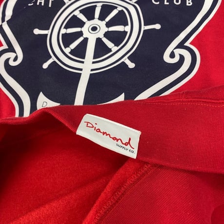 Diamond Supply ダイヤモンドサプライ YACHT CREST クルーネック スウェット トレーナー ピスタグ付き  赤