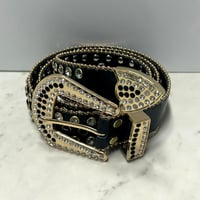 ラインストーン ブリンブリン ベルト Bling Bling Rhinestone Belt 黒 ゴールド (BELT23)