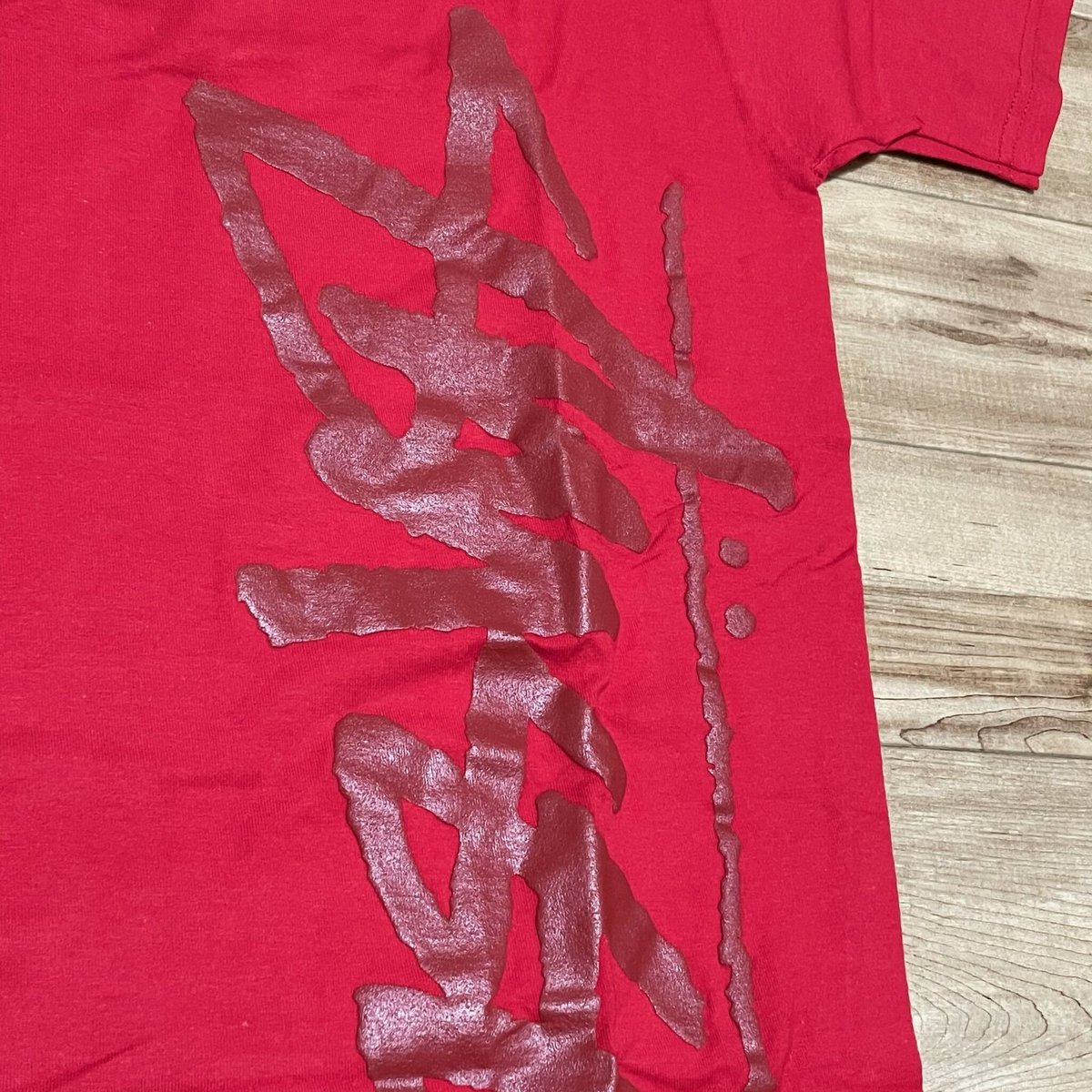 M】Stussy ステューシー 立体ショーンフォントロゴ 半袖 Tシャツ 赤 