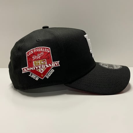 海外限定 Newera ニューエラ 9Forty Aフレーム LA Dodgers ドジャース 50th Anniv キャップ 黒 赤 (940-290)