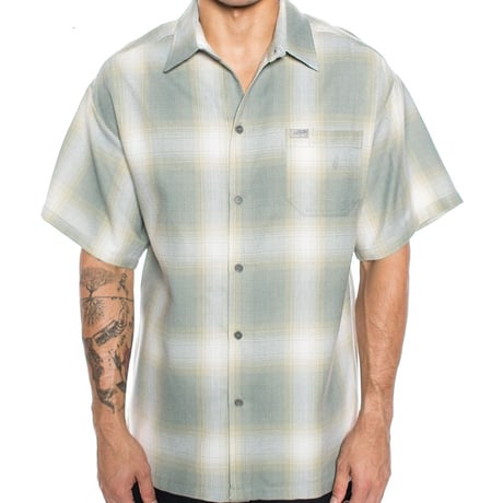 アメリカ製 CALTOP キャルトップ 半袖 オンブレチェックシャツ NEW GRAY ニューグレー ゴールド (SBS32)