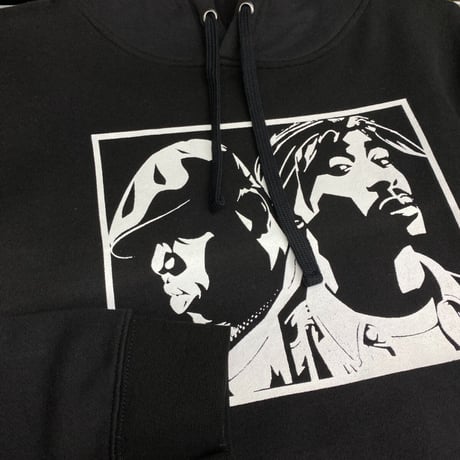 LA発 2PAC ノトーリアスBIG レジェンド 黒 グラフィック プルオーバー パーカー HIPHOP ウェスト イースト